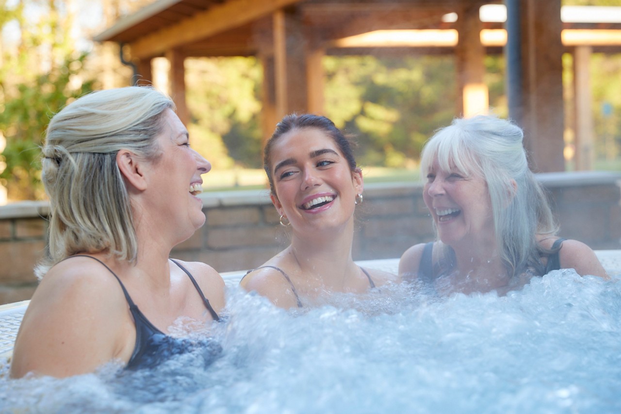 grandma, mum and daughter in the hot tub